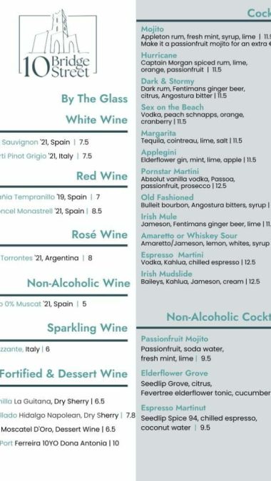 Wine by Glass & Cocktails - Spring 2023 (10 Bridge Street)